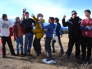 Intimidating snowball fighter...