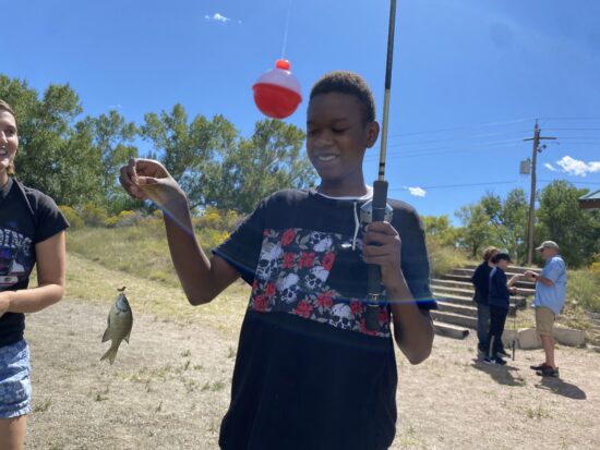 A student caught a fish!