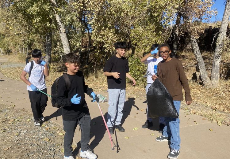 AXL students picking up trash