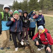Angevine Middle School students posing as a group on their day trip