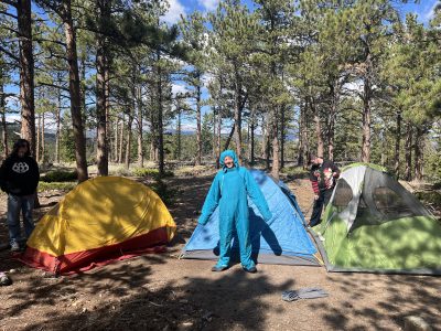 NVHS student enjoy taking time to make themselves feel at home at their campsite at Cal-Wood. 