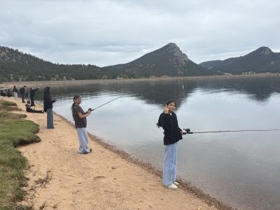 AXL students enjoy fishing during their overnight camping trip.