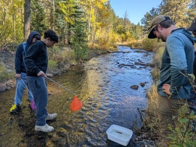 CAP students learned about macroinvertebrates in the creek on their overnight trip.
